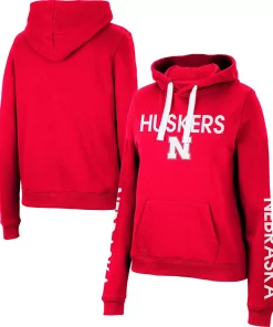 Women's Colosseum Red Nebraska Huskers 3-Hit Pullover Sweatshirt