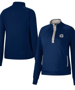 Women's Colosseum Navy Georgetown Hoyas Kipling Raglan Quarter-Snap Top