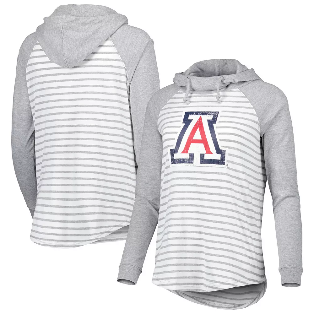 Women's Colosseum Heathered Gray/White Arizona Wildcats Gloria Raglan Long Sleeve Hoodie T-Shirt - Image 2