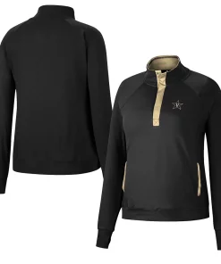 Women's Colosseum Black Vanderbilt Commodores Kipling Raglan Quarter-Snap Top