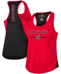 Women's Colosseum Red Maryland Terrapins Sachs 2-Hit Scoop Neck Racerback Tank Top