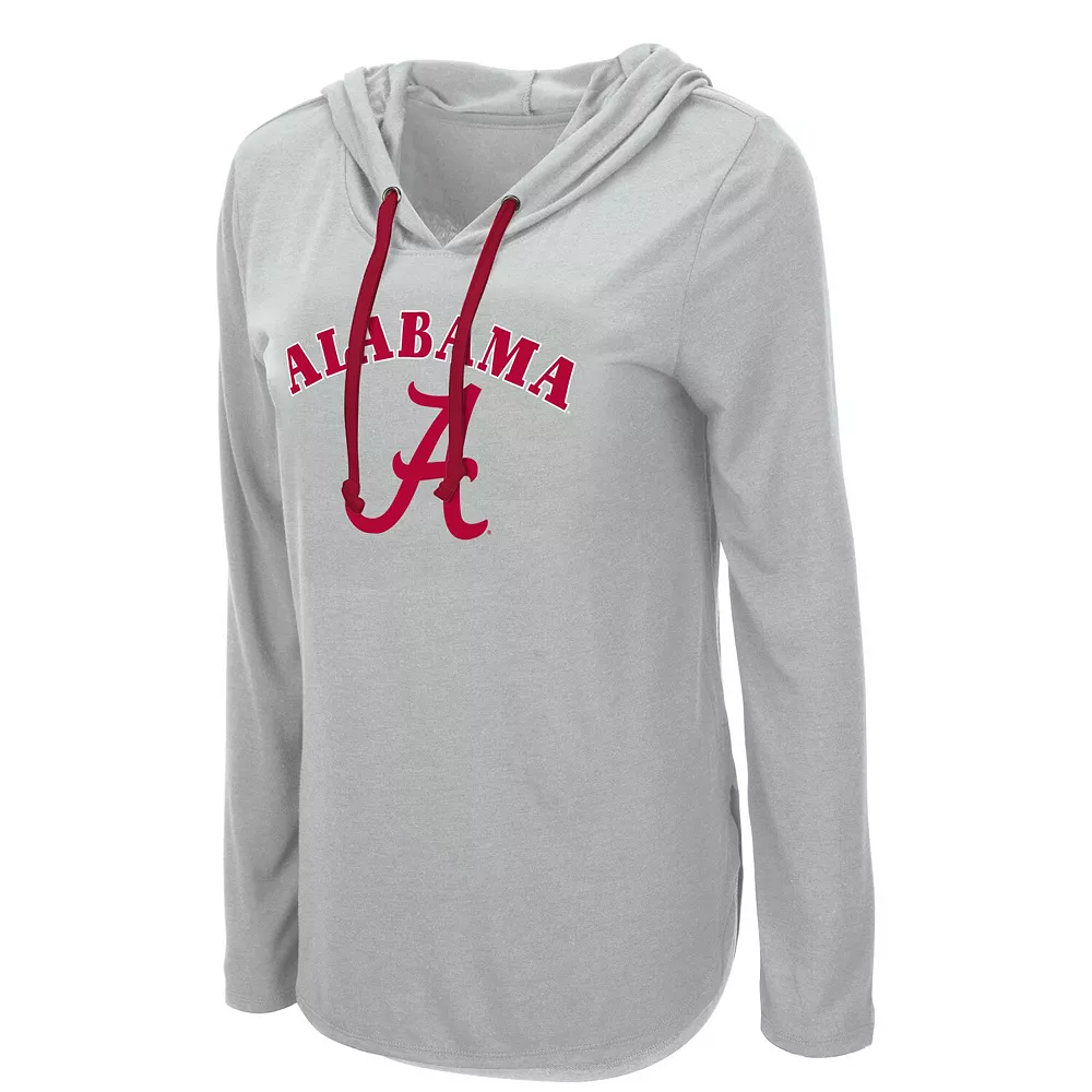 Women's Colosseum Heathered Gray Alabama Crimson Tide My Lover Long Sleeve Hoodie T-Shirt - Image 3