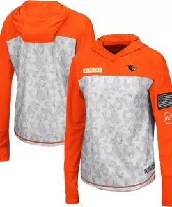 Women's Colosseum Arctic Camo/Orange Oregon State Beavers OHT Military Appreciation Long Sleeve Hoodie T-Shirt