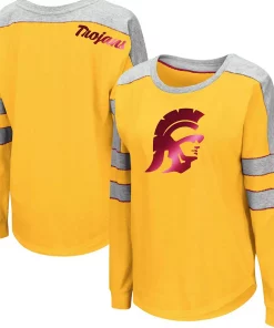 Women's Colosseum Gold USC Trojans Trey Dolman Long Sleeve T-Shirt
