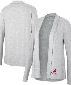 Women's Colosseum Heathered Gray Alabama Crimson Tide Charlton Open Cardigan