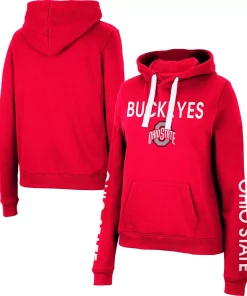Women's Colosseum Red Ohio State Buckeyes 3-Hit Pullover Sweatshirt