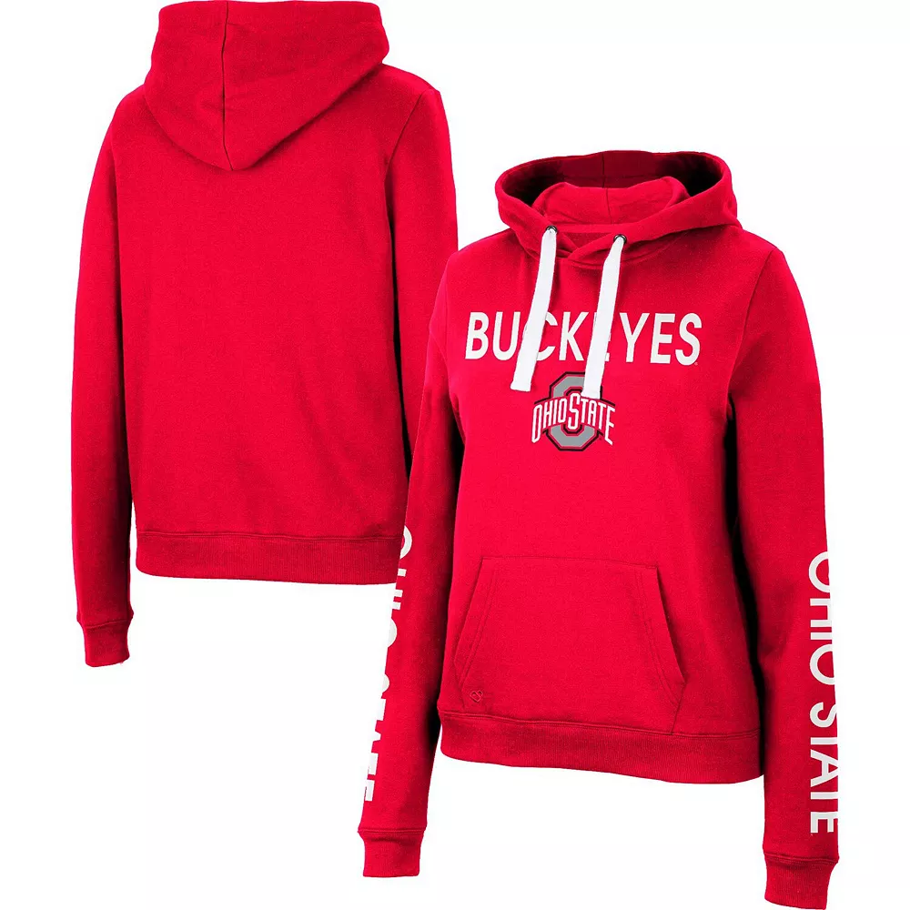 Women's Colosseum Red Ohio State Buckeyes 3-Hit Pullover Sweatshirt