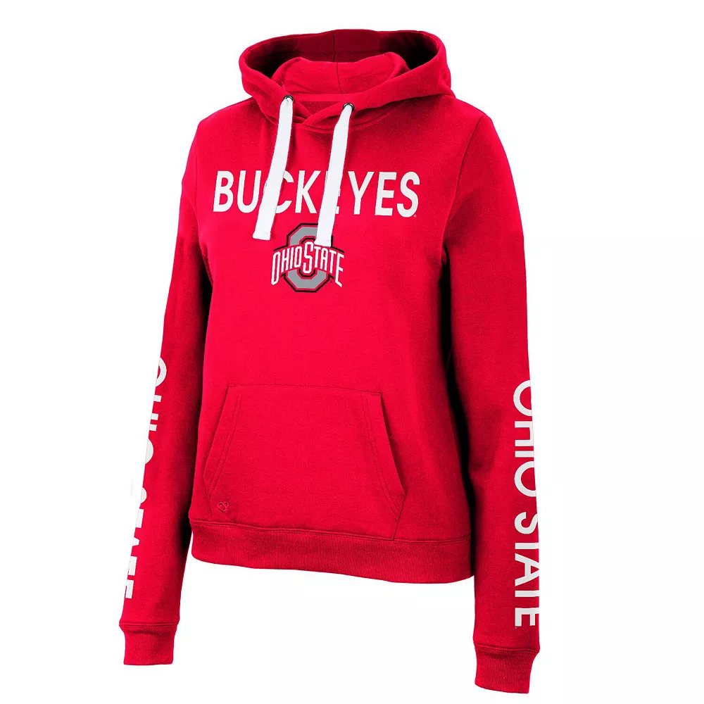 Women's Colosseum Red Ohio State Buckeyes 3-Hit Pullover Sweatshirt - Image 3