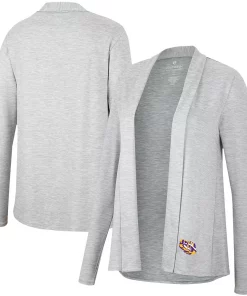 Women's Colosseum Heathered Gray LSU Tigers Charlton Open Cardigan
