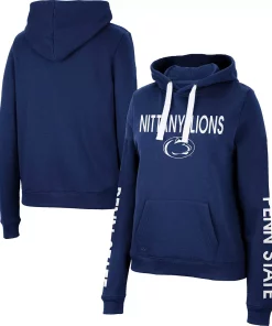 Women's Colosseum Navy Penn State Nittany Lions 3-Hit Pullover Sweatshirt