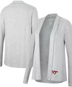 Women's Colosseum Heathered Gray Virginia Tech Hokies Charlton Open Cardigan