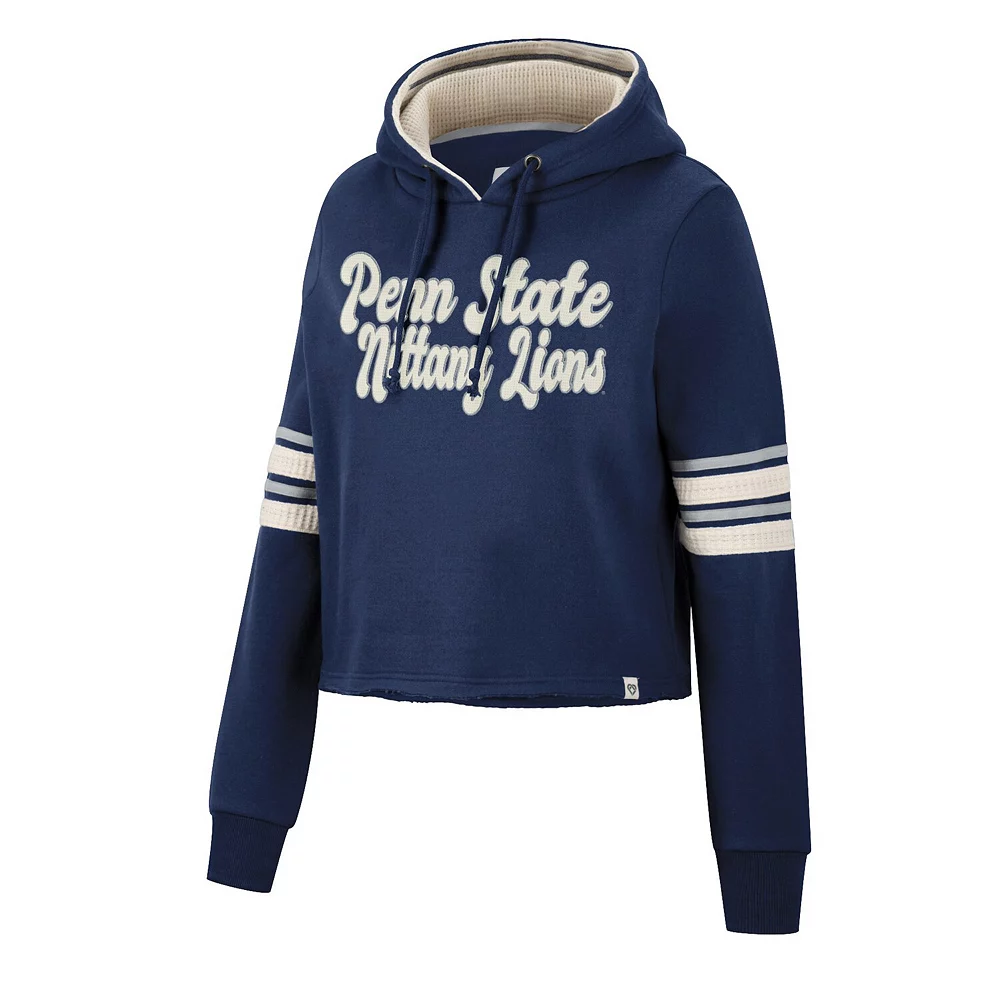 Women's Colosseum Navy Penn State Nittany Lions Retro Cropped Pullover Hoodie - Image 3