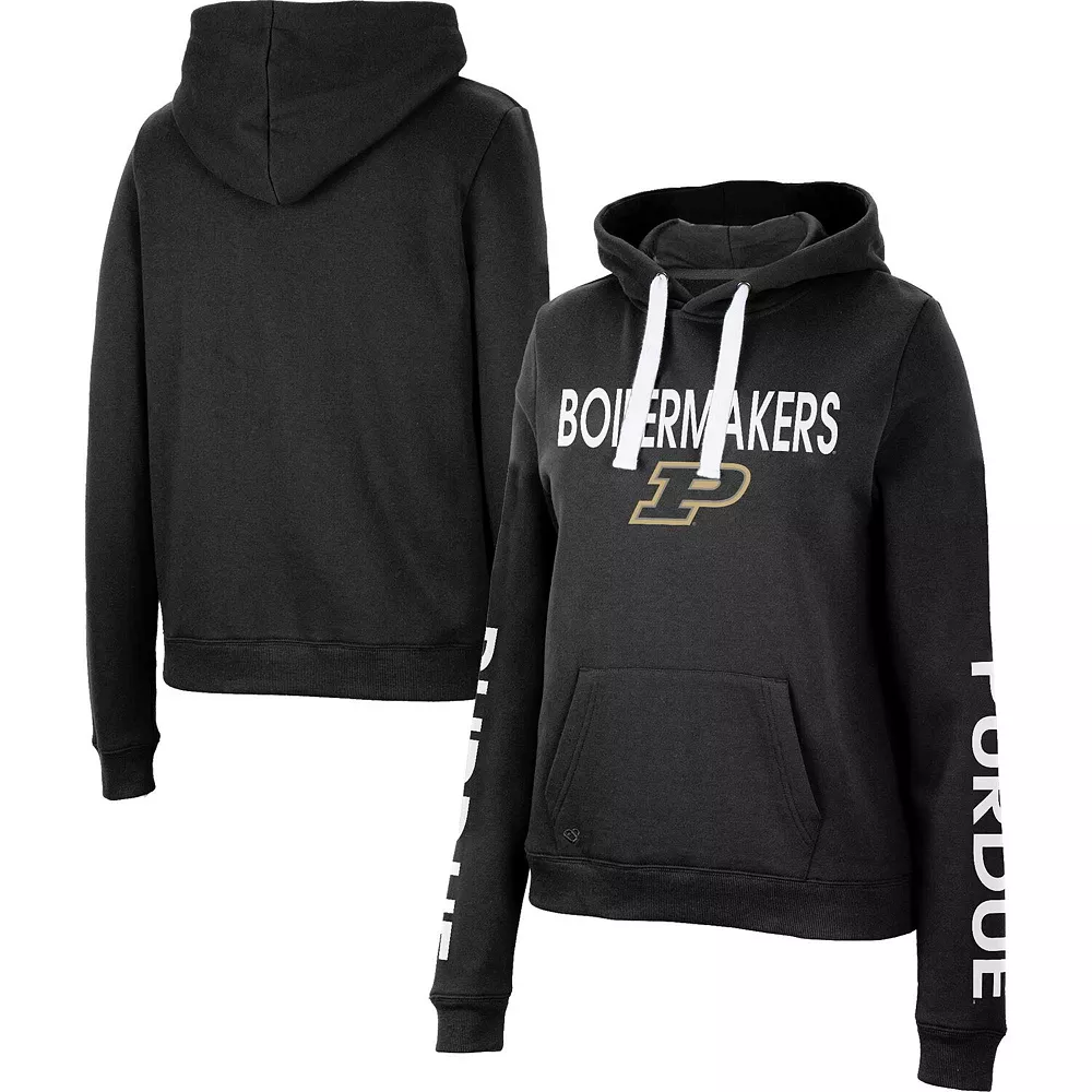 Women's Colosseum Black Purdue Boilermakers 3-Hit Pullover Sweatshirt