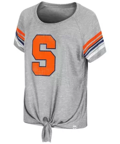 Women's Colosseum Heathered Gray Syracuse Orange Boo You Raglan Knotted T-Shirt