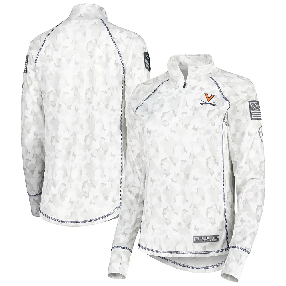 Women's Colosseum White Virginia Cavaliers Operation Hat Trick Military Appreciation Officer Arctic Camo Raglan Quarter-Zip Jacket - Image 2