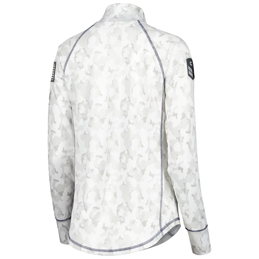 Women's Colosseum White Virginia Cavaliers Operation Hat Trick Military Appreciation Officer Arctic Camo Raglan Quarter-Zip Jacket - Image 4