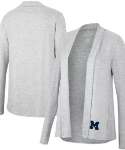 Women's Colosseum Heathered Gray Michigan Wolverines Charlton Open Cardigan
