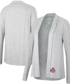 Women's Colosseum Heathered Gray Ohio State Buckeyes Charlton Open Cardigan