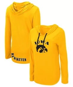 Women's Colosseum Gold Iowa Hawkeyes My Lover Long Sleeve Hoodie T-Shirt
