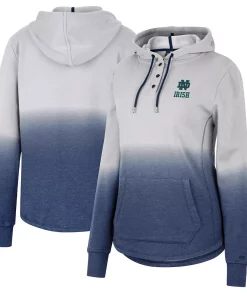 Women's Colosseum Gray/Navy Notre Dame Fighting Irish Aurelia Dip-Dye Quarter-Snap Pullover Hoodie