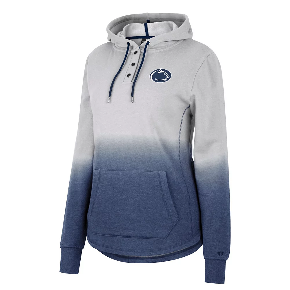 Women's Colosseum Gray/Navy Penn State Nittany Lions Aurelia Dip-Dye Quarter-Snap Pullover Hoodie - Image 3