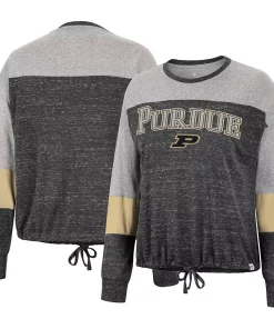 Women's Colosseum Black Purdue Boilermakers Joanna Tie Front Long Sleeve T-Shirt