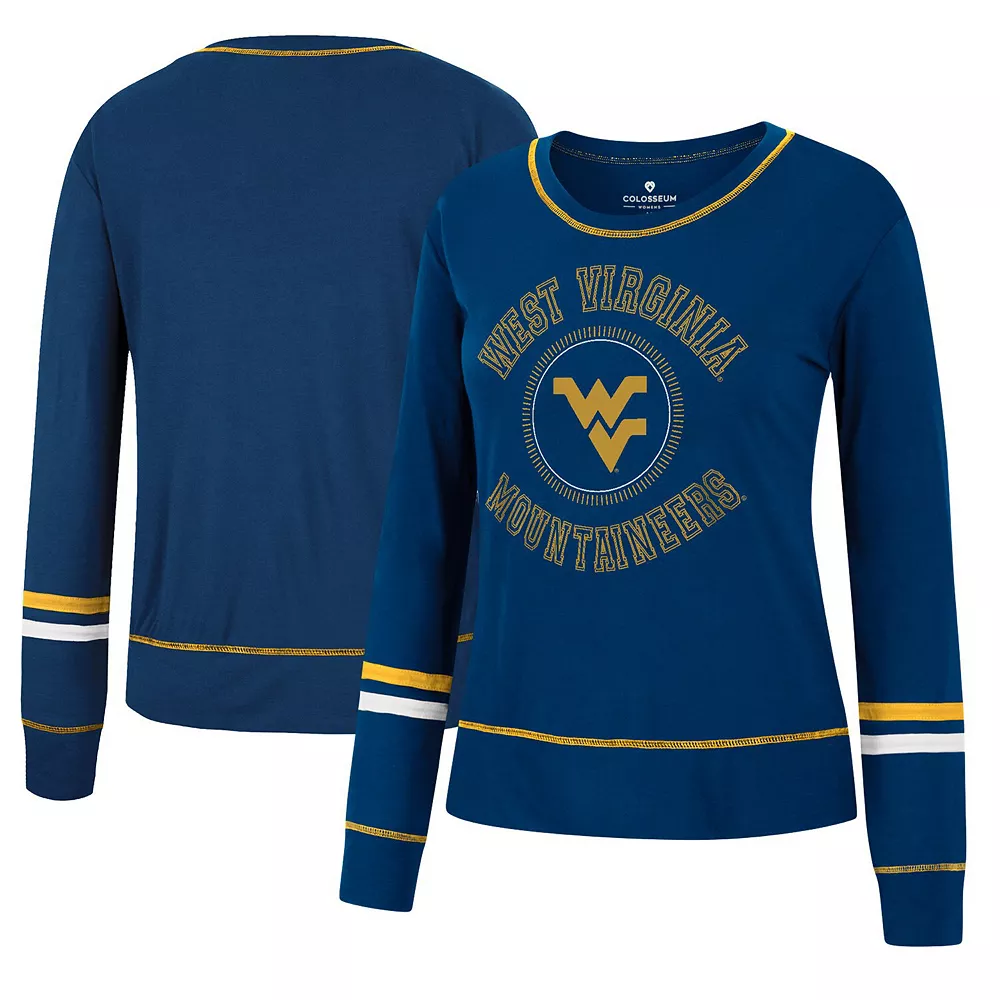 Women's Colosseum Navy West Virginia Mountaineers Heathrow Super Soft Long Sleeve T-Shirt - Image 2