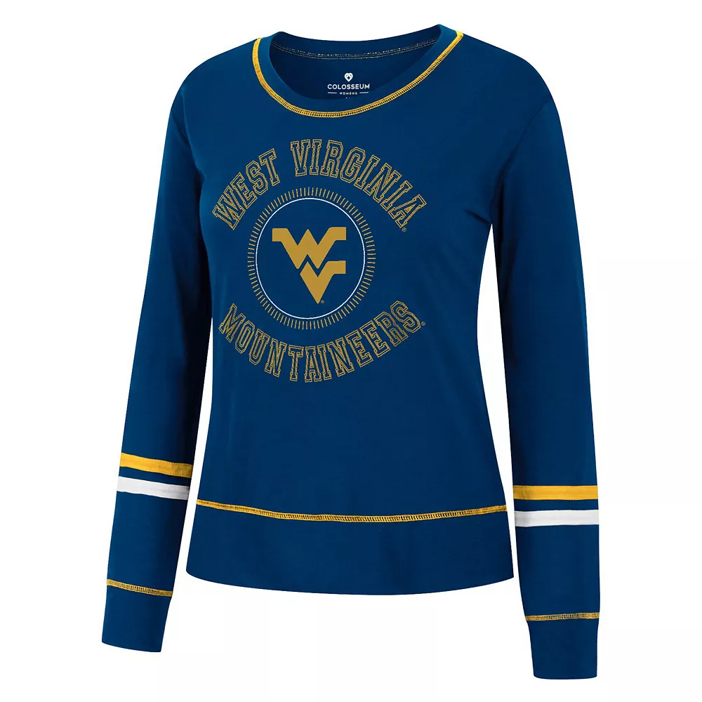 Women's Colosseum Navy West Virginia Mountaineers Heathrow Super Soft Long Sleeve T-Shirt - Image 3