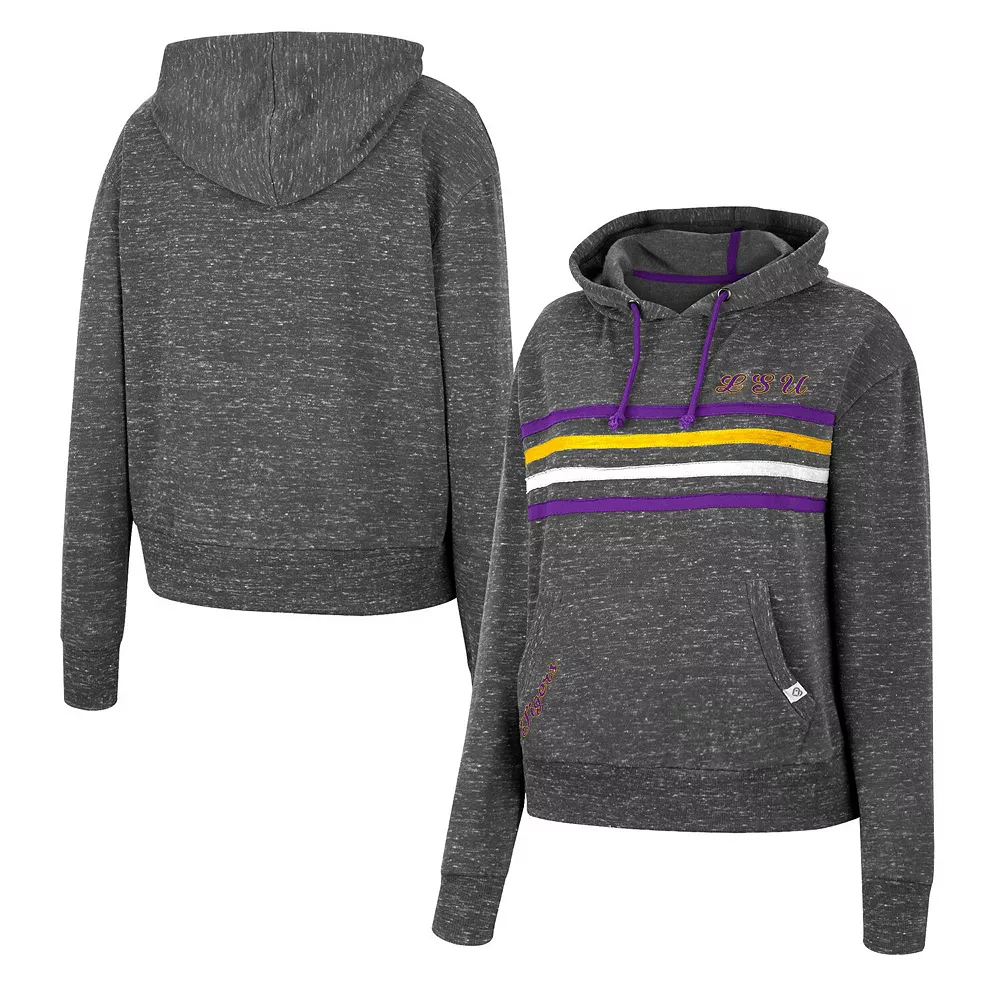 Women's Colosseum Charcoal LSU Tigers Backstage Speckled Pullover Hoodie - Image 2
