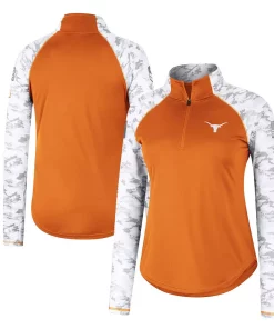 Women's Colosseum Texas Orange Texas Longhorns OHT Military Appreciation Flash Arctic Camo Raglan Quarter-Zip Jacket