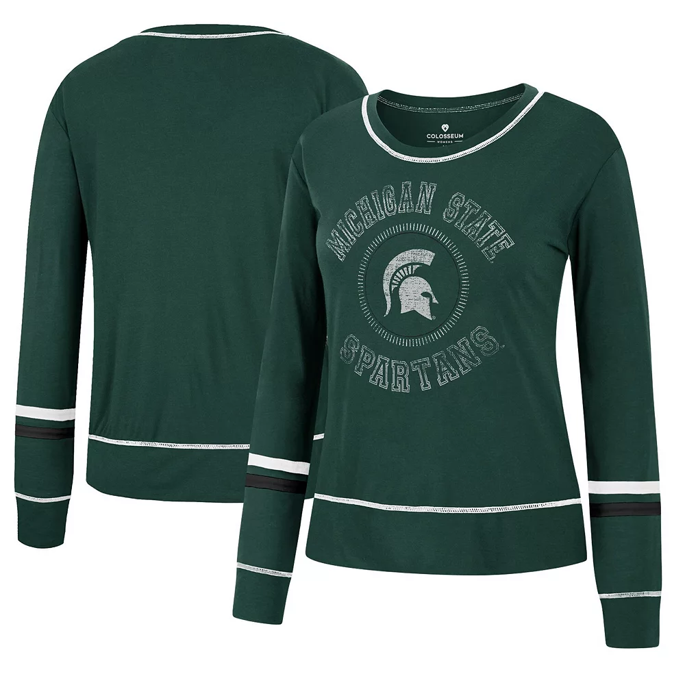 Women's Colosseum Green Michigan State Spartans Heathrow Super Soft Long Sleeve T-Shirt - Image 2