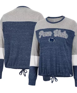 Women's Colosseum Navy Penn State Nittany Lions Joanna Tie Front Long Sleeve T-Shirt