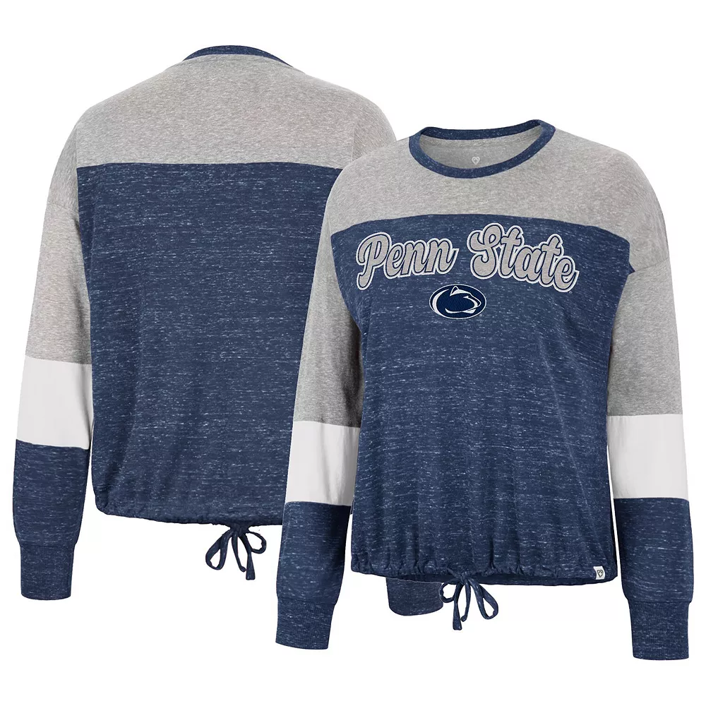 Women's Colosseum Navy Penn State Nittany Lions Joanna Tie Front Long Sleeve T-Shirt - Image 2