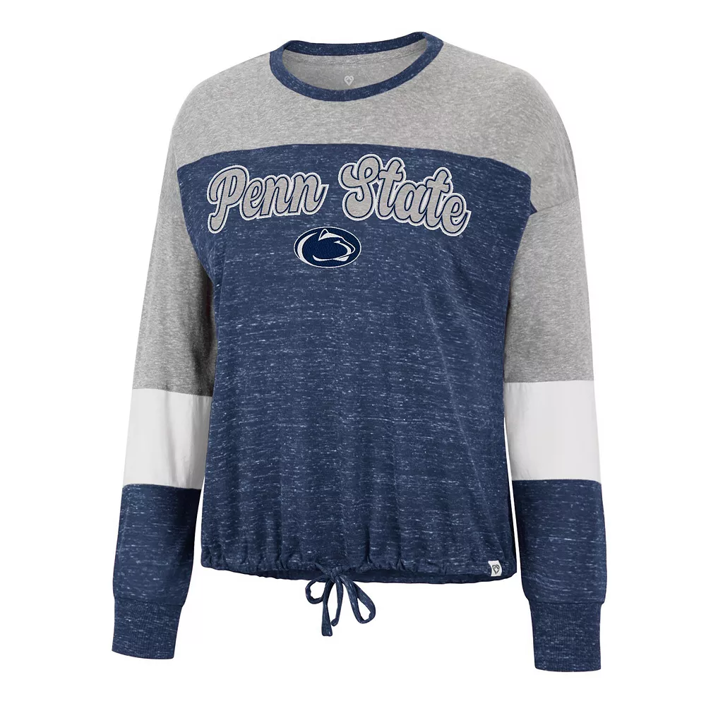 Women's Colosseum Navy Penn State Nittany Lions Joanna Tie Front Long Sleeve T-Shirt - Image 3