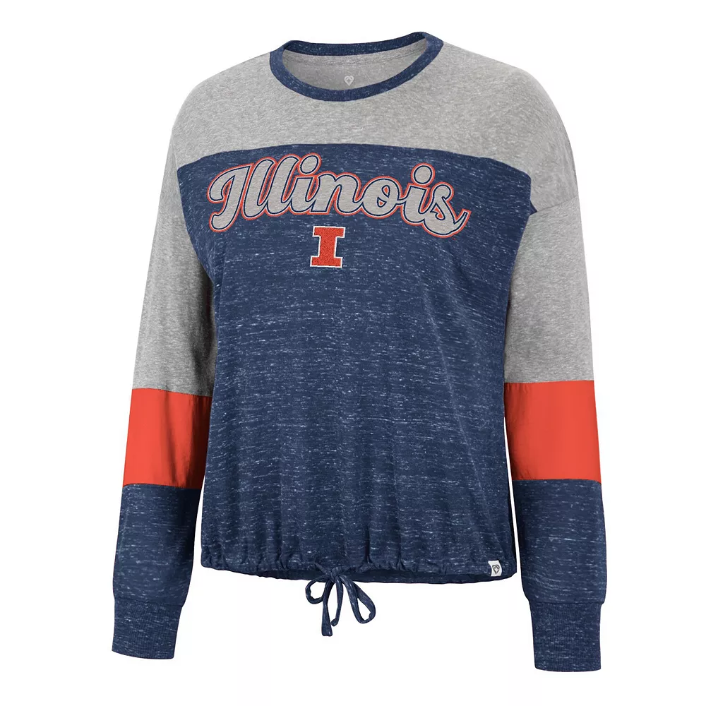 Women's Colosseum Navy Illinois Fighting Illini Joanna Tie Front Long Sleeve T-Shirt - Image 3