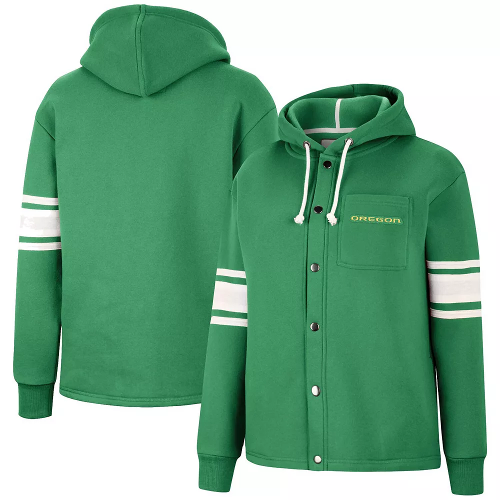 Women's Colosseum Green Oregon Ducks Mia Striped Full-Snap Hoodie Jacket - Image 2