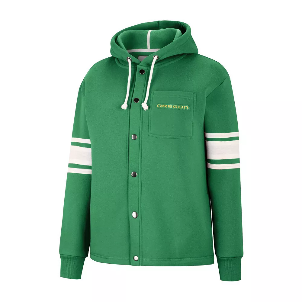 Women's Colosseum Green Oregon Ducks Mia Striped Full-Snap Hoodie Jacket - Image 3