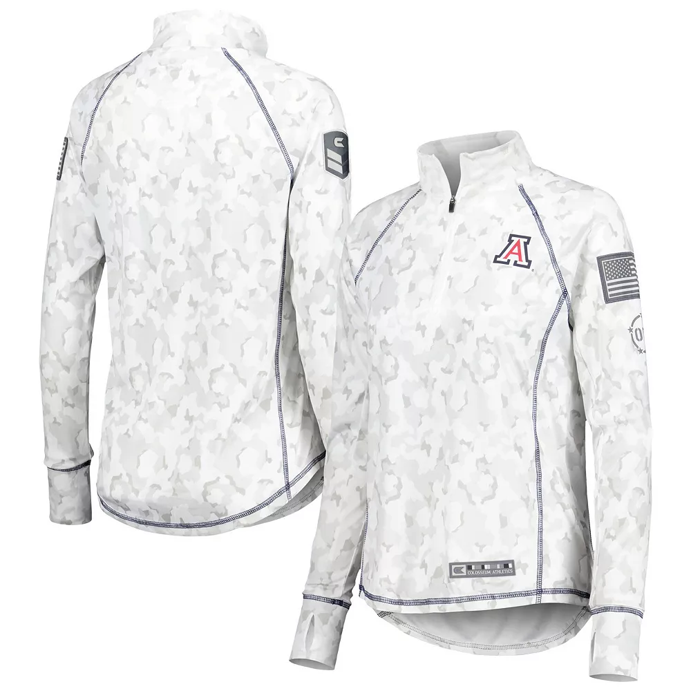 Women's Colosseum White Arizona Wildcats Operation Hat Trick Military Appreciation Officer Arctic Camo Raglan Quarter-Zip Jacket - Image 2