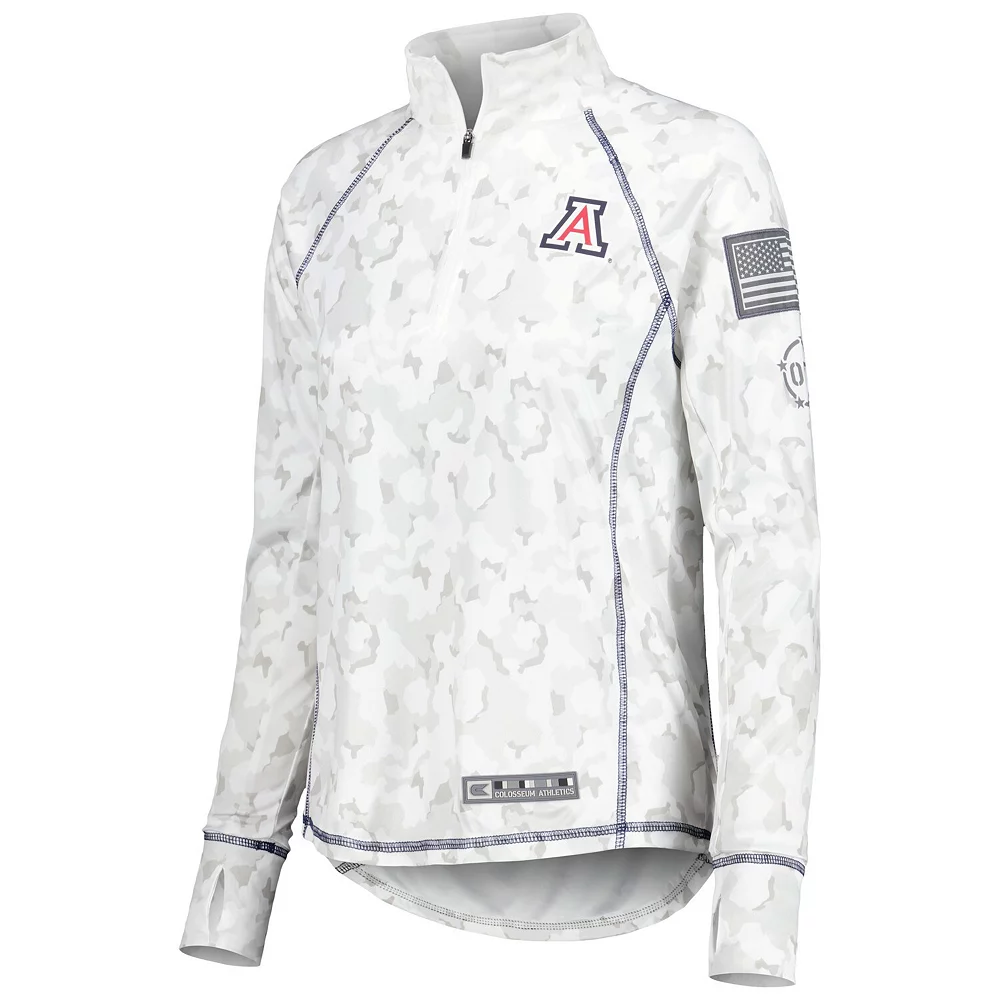 Women's Colosseum White Arizona Wildcats Operation Hat Trick Military Appreciation Officer Arctic Camo Raglan Quarter-Zip Jacket - Image 3