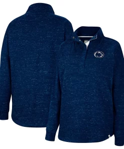 Women's Colosseum Navy Penn State Nittany Lions Natalie Speckled Quarter-Snap Top