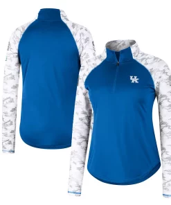 Women's Colosseum Royal Kentucky Wildcats OHT Military Appreciation Flash Arctic Camo Raglan Quarter-Zip Jacket