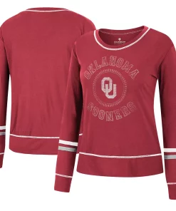 Women's Colosseum Crimson Oklahoma Sooners Heathrow Super Soft Long Sleeve T-Shirt