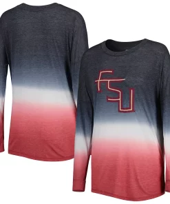 Women's Colosseum Black/Garnet Florida State Seminoles Winkle Dip Dye Long Sleeve T-Shirt