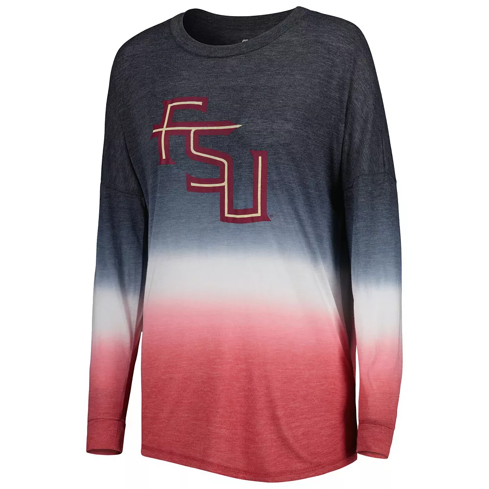 Women's Colosseum Black/Garnet Florida State Seminoles Winkle Dip Dye Long Sleeve T-Shirt - Image 3
